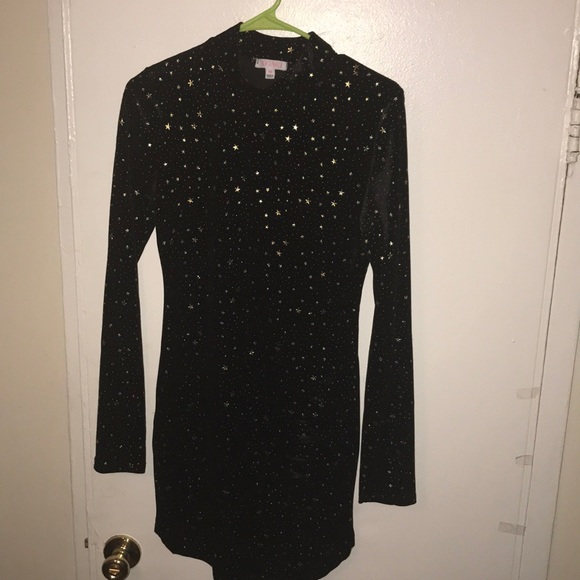 Velvet black dress with gold stars - Picture 1 of 1